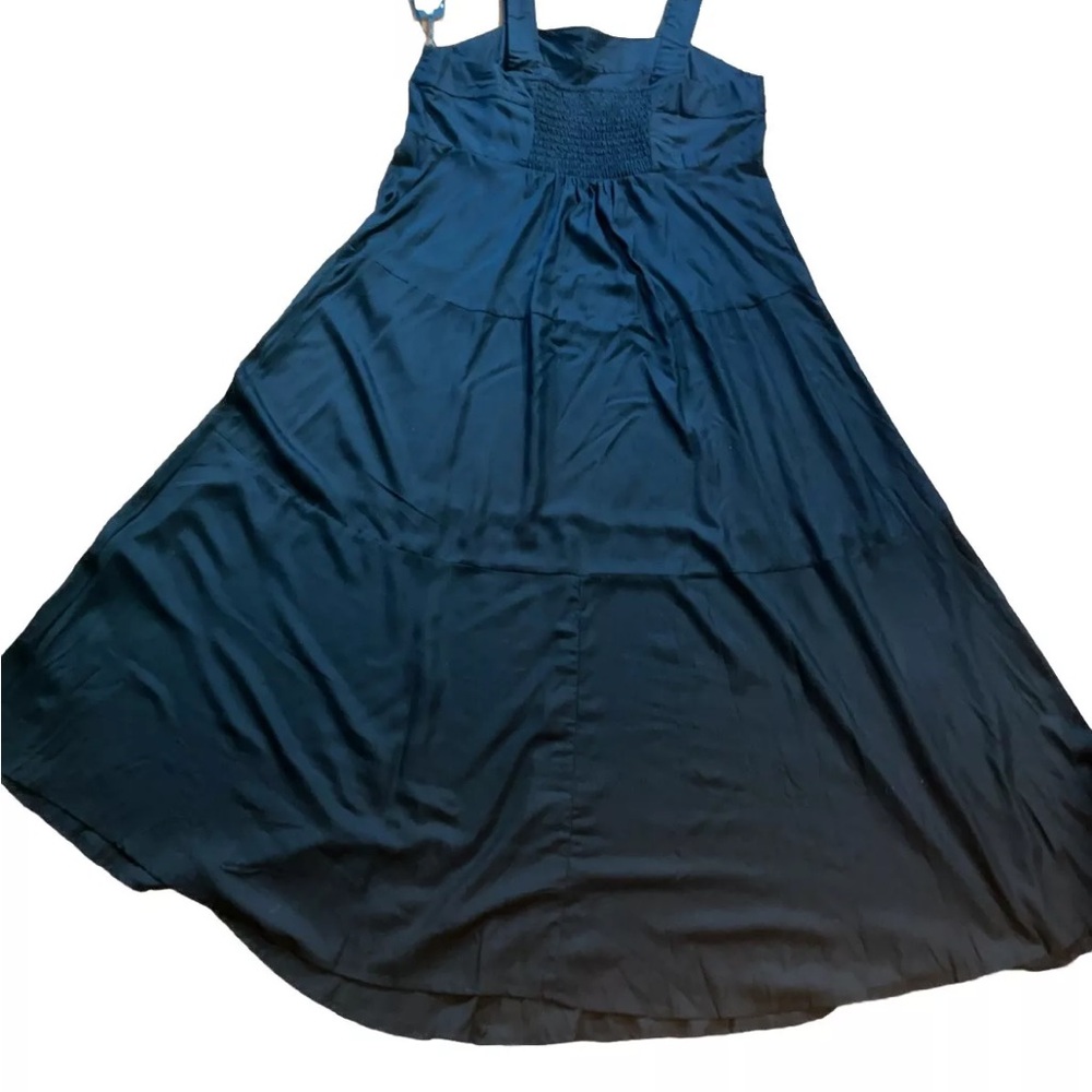 Vince Camuto Smocked Back Challis Tiered Maxi Dress - Black  Plus Size 1X New - Picture 10 of 15